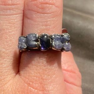 C&R handmade, sterling silver ring.  Beautiful purple semi-precious stones